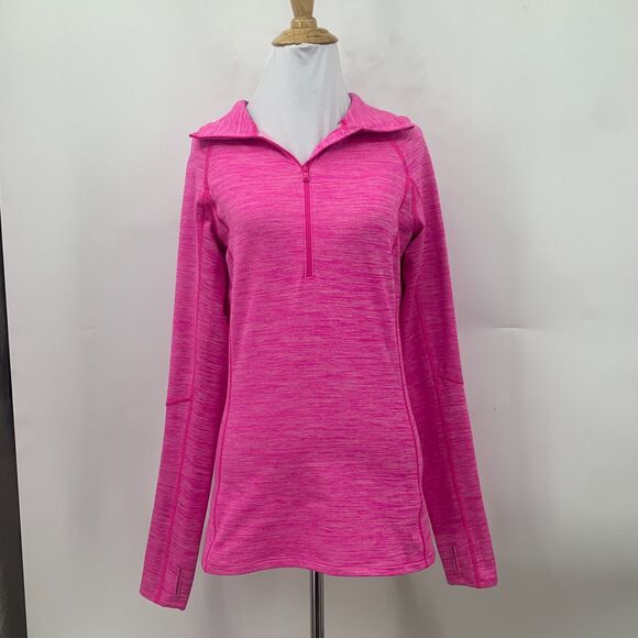 Under Armour ColdGear Half Zip Shirt Womens M Pink Cozy Microstripe Thumbholes - Picture 2 of 14